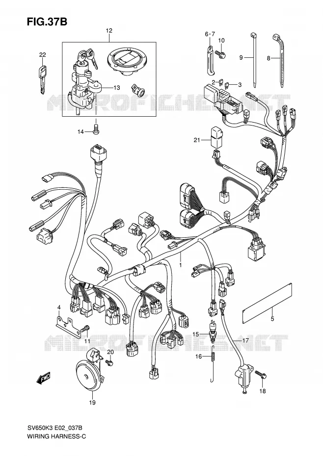 BEDRADING (SV650K7/SV650UK7) Suzuki MOTO 650 SV-S 2003  SV650SK3(E2)