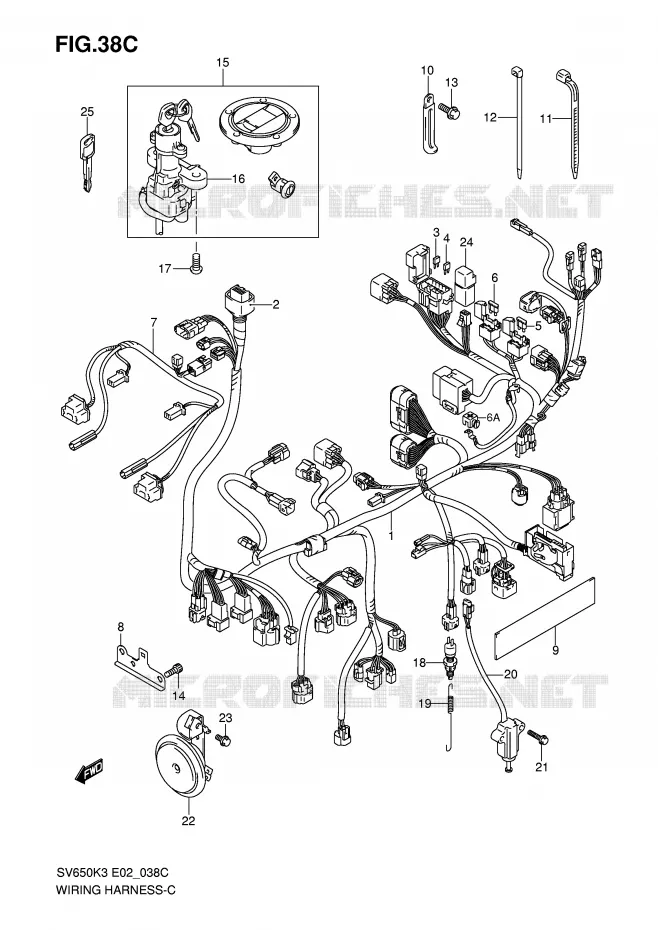 BEDRADING (SV650SAK7/SUAK7) Suzuki MOTO 650 SV-S 2007  SV650SUAK7(E2)
