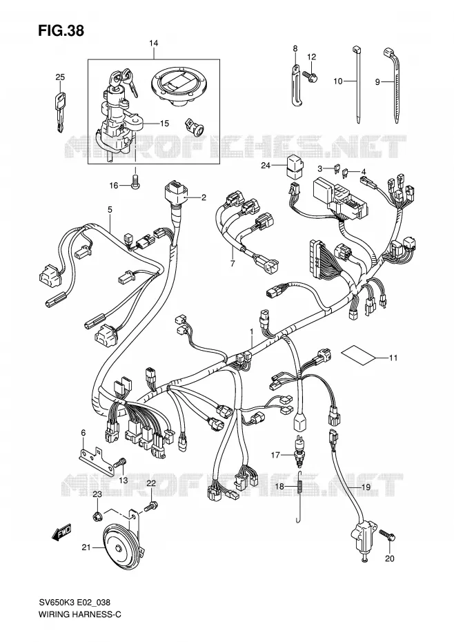 BEDRADING (SV650SK3/SK4/SUK3/SUK4) Suzuki MOTO 650 SV 2007  SV650UAK7(E2)