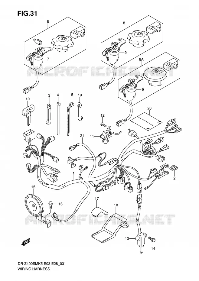 BEDRADING Suzuki MOTO 400 DR-Z 2008  DR-Z400SMK8(E3/E28)