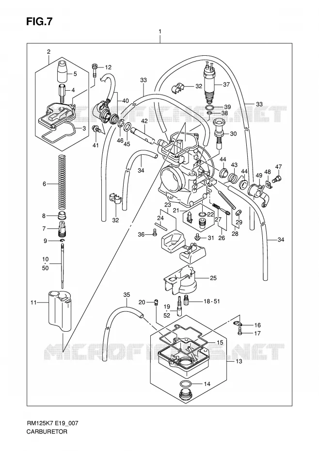 CARBURATOR Suzuki MOTO 125 RM 2007  RM125K7(E19)