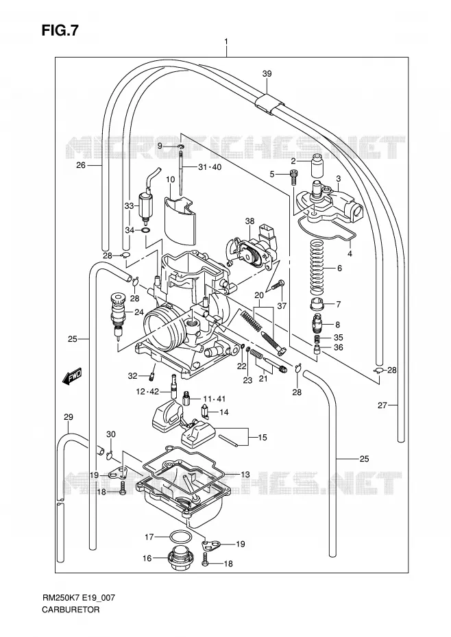 CARBURATOR Suzuki MOTO 250 RM 2007  RM250K7(E19)