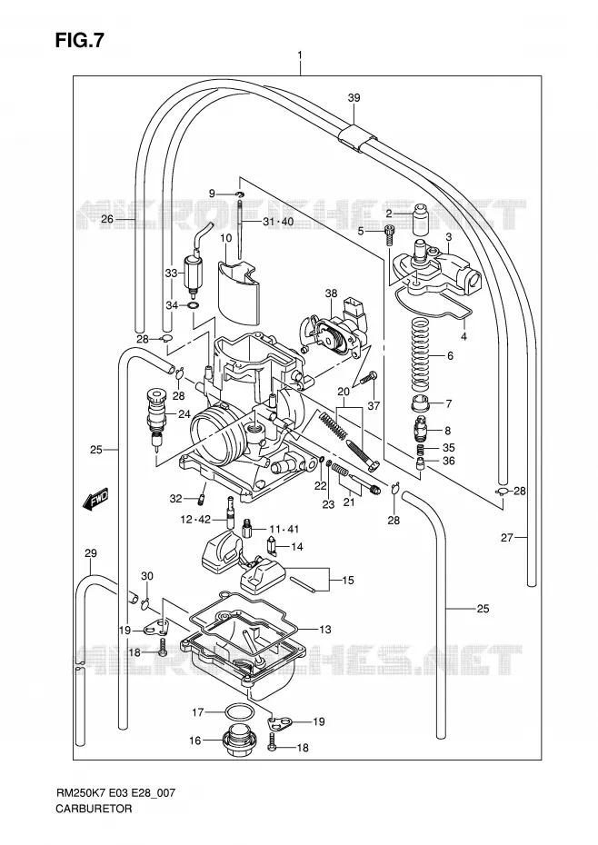 CARBURATOR Suzuki MOTO 250 RM 2007  RM250K7(E3/E28)