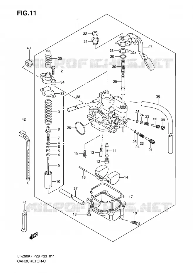 CARBURATOR Suzuki QUAD 90 QUADSPORT 2009  LT-Z90ZK9(P28/P33)