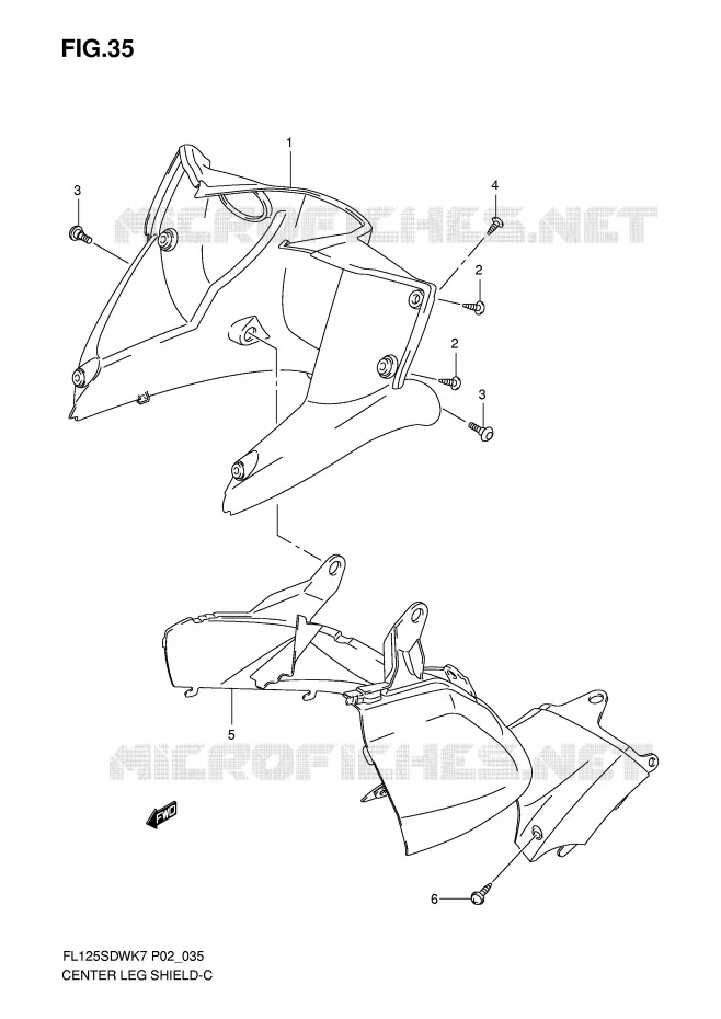 CENTRAL LEG SHIELD Suzuki SCOOTER 125 FL 2008  FL125SDWK8(P2)