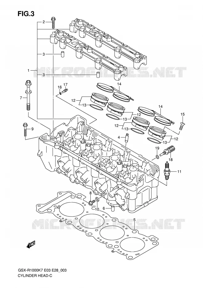 CILINDERKOP Suzuki MOTO 1000 GSX-R 2007  GSX-R1000 K7 (E03)