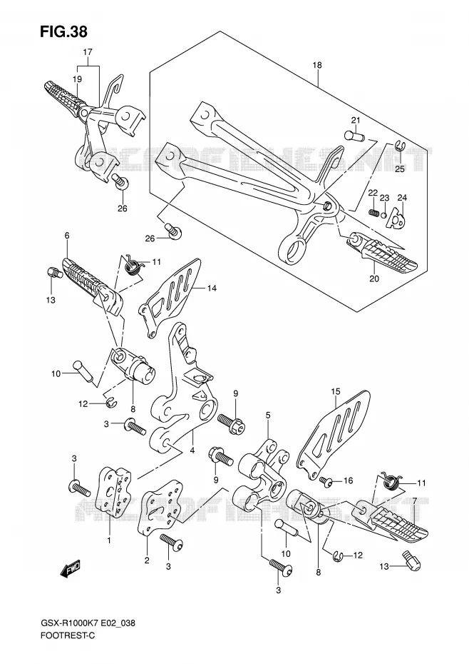 FOOTREST Suzuki MOTO 1000 GSX-R 2007  GSX-R1000U2K7(E2)
