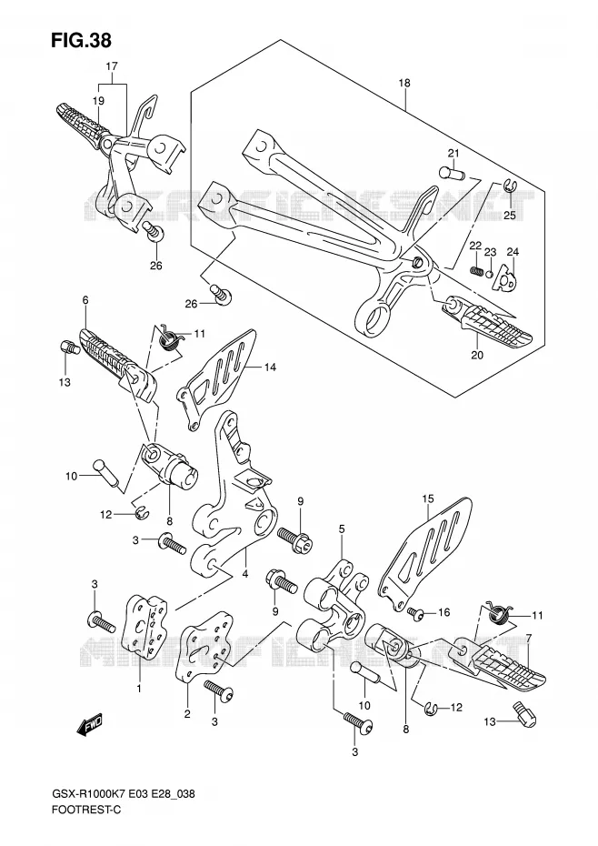 FOOTREST Suzuki MOTO 1000 GSX-R 2008  GSX-R1000 K8 (E03)