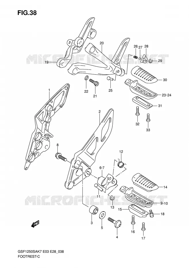 FOOTREST Suzuki MOTO 1250 BANDIT-S 2008  GSF1250SK8(E3/E28)