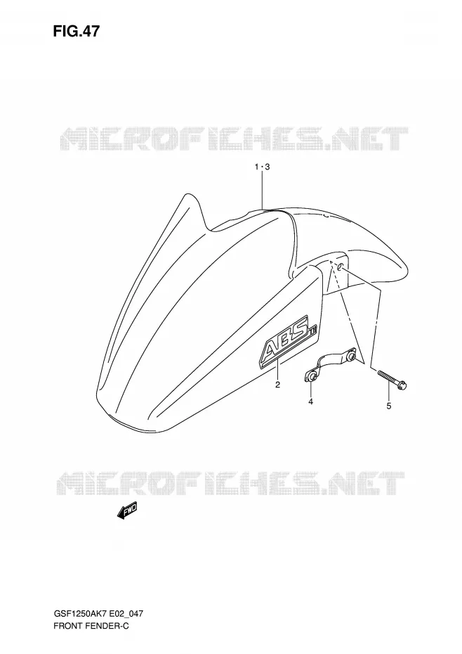 FRONT FENDER (MODEL K7/K8) Suzuki MOTO 1250 BANDIT-S 2009  GSF1250SAZK9(E2)