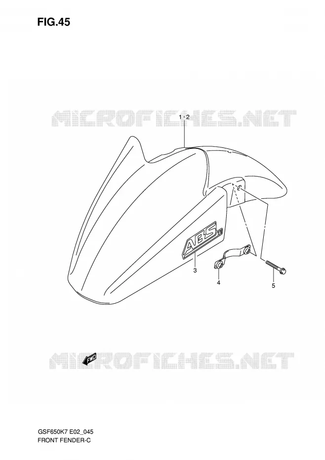 FRONT FENDER (MODEL K7) Suzuki MOTO 650 BANDIT 2007  GSF650AK7(E19)