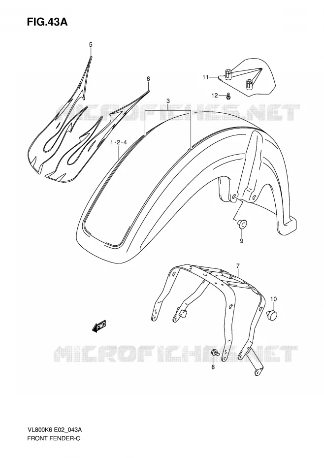 FRONT FENDER (MODEL K8) Suzuki MOTO 800 VOLUSIA 2010  VL800UEL0(E2)