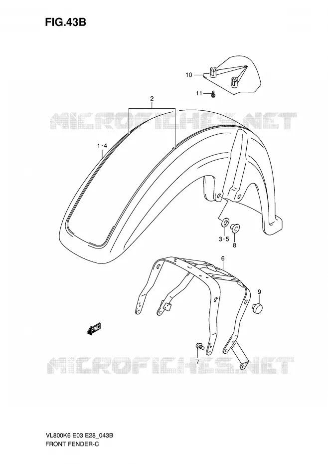 FRONT FENDER (VL800K8) Suzuki MOTO 800 VOLUSIA 2010  VL800CL0(E3/E28)