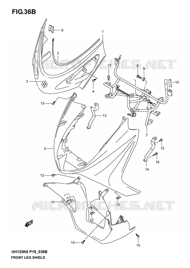 FRONT KUIP (MODELE K4) Suzuki SCOOTER 125 BURGMAN 2003  UH125K3(P2)