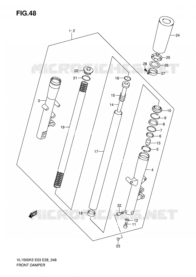 FRONT SCHOKDEMPER Suzuki MOTO 1500 BOULEVARD 2005  VL1500TK5(E3/E28)