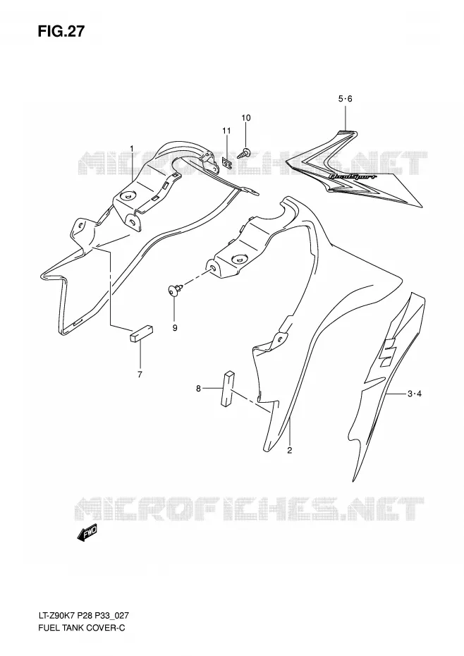 FUEL TANK COVER (MODEL K7/K8) Suzuki QUAD 90 QUADSPORT 2009  LT-Z90ZK9(P28/P33)