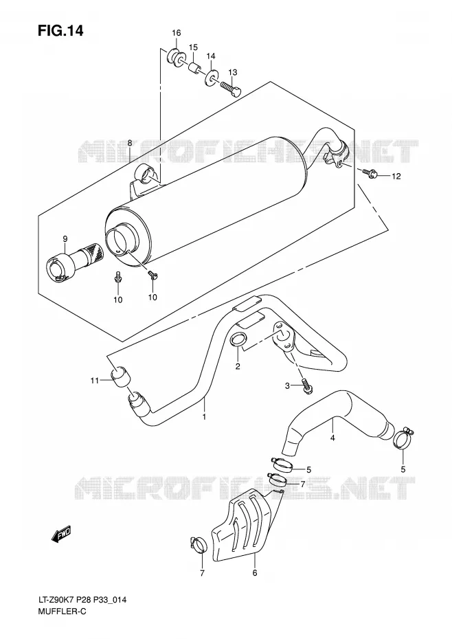 GELUIDDEMPER Suzuki QUAD 90 QUADSPORT 2010  LT-Z90ZL0(P28/P33)