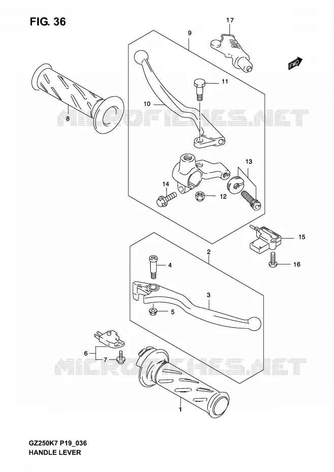 HANDGRIPS - LEVERS Suzuki MOTO 250 MARAUDER 2007  GZ250K7(P19)