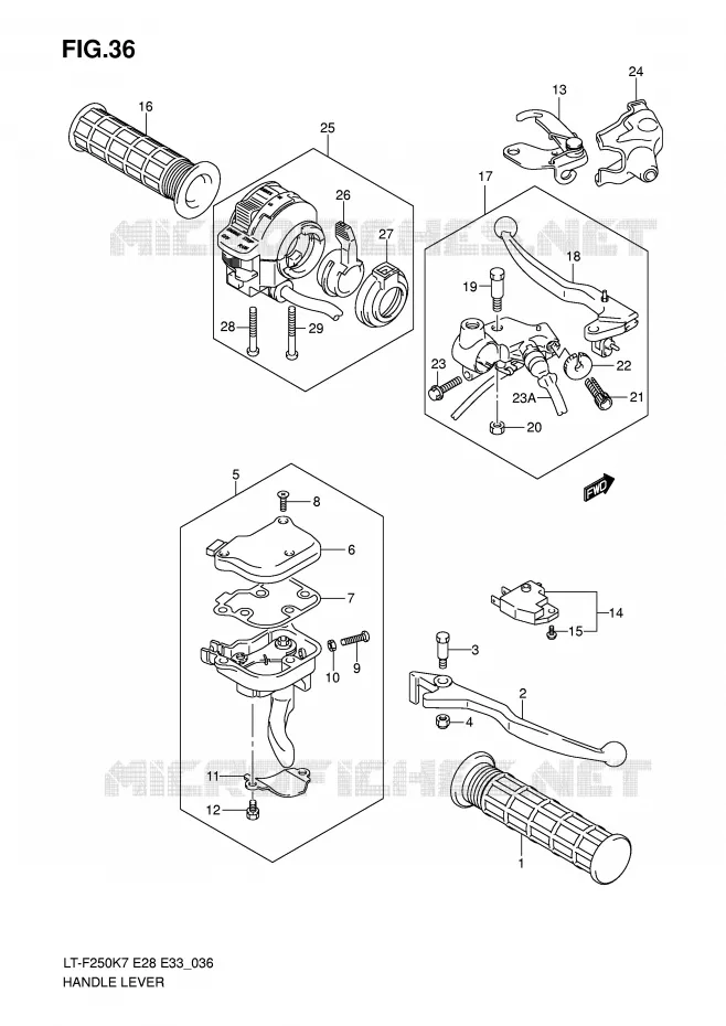 HANDGRIPS - LEVERS Suzuki QUAD 250 OZARK 2009  LT-F250K9(E28/E33)