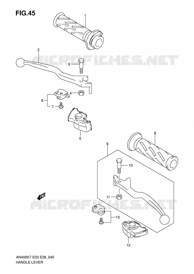 HANDGRIPS - LEVERS Suzuki SCOOTER 400 BURGMAN 2008  AN400K8(E3/E28)