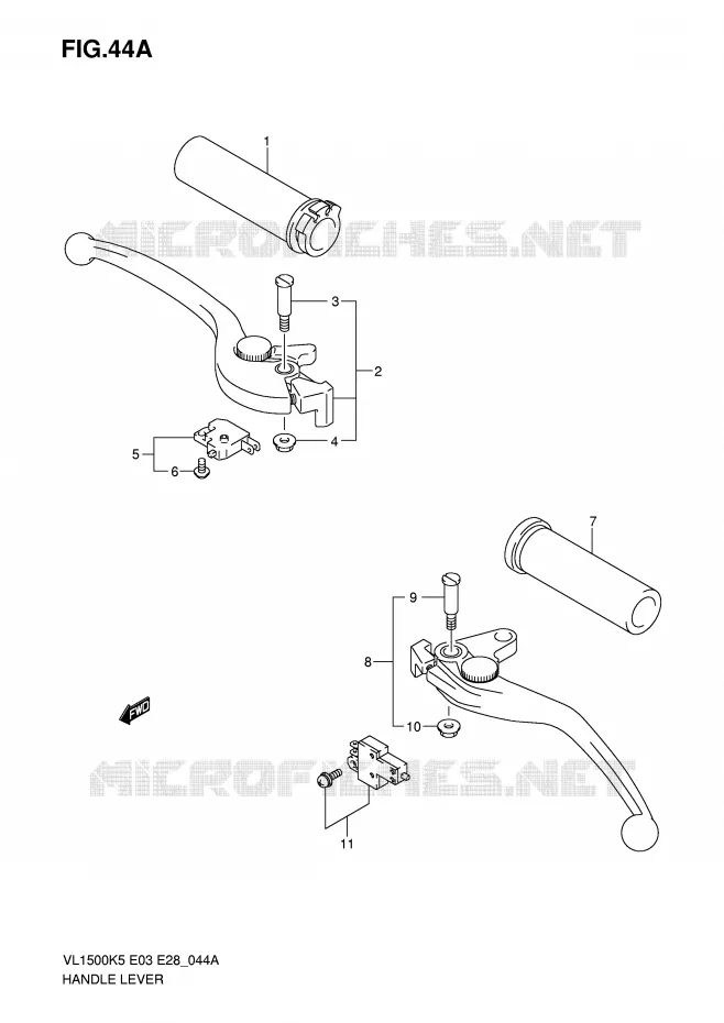 HEFBOMEN - HANDGRIPS (MODEL K7/K8/K9) Suzuki MOTO 1500 BOULEVARD 2007  VL1500TK7(E3/E28)