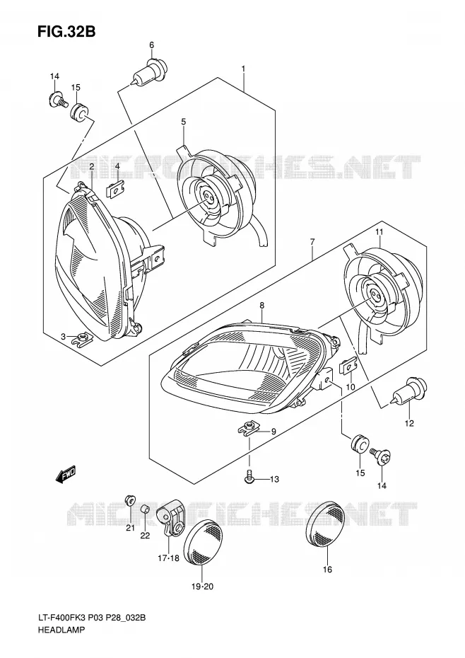 KOPLAMP (MODEL K6/K7) Suzuki QUAD 400 EIGER 2003  LT-F400FK3(P3/P28)