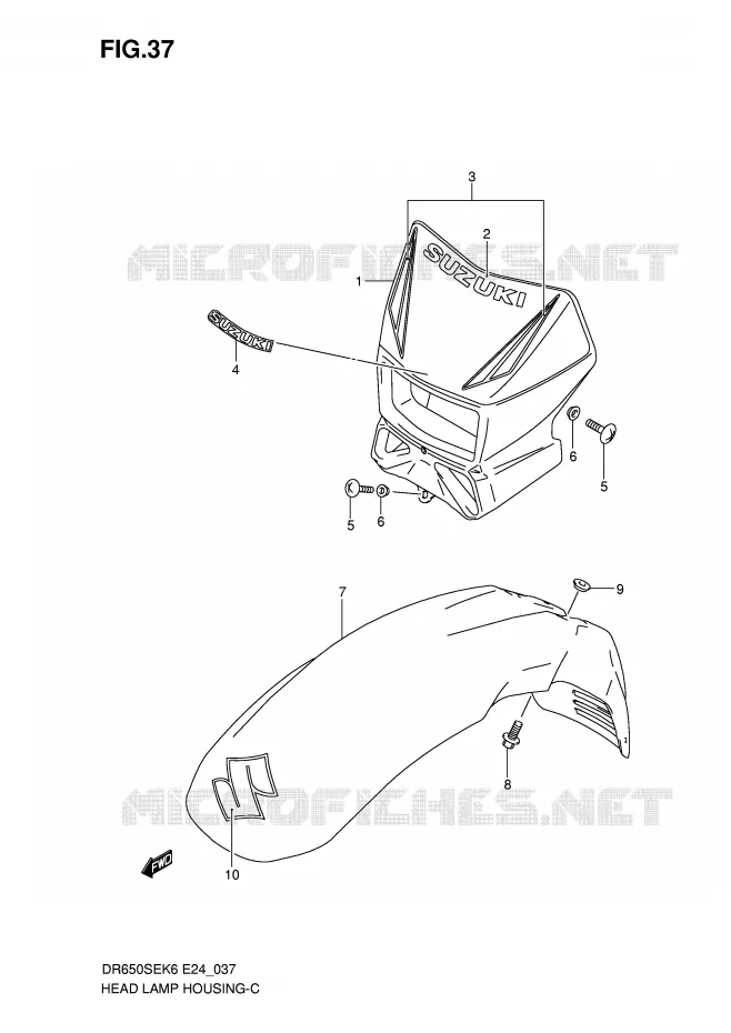 KOPLAMPBEHUIZING (MODEL K6/K7/K8) Suzuki MOTO 650 DR 2010  DR650SEL0(E24)