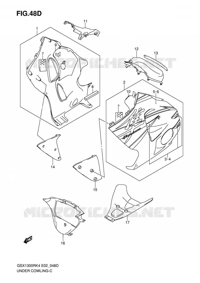 ONDER COWLING (MODEL K7 FOR CZZ) Suzuki MOTO 1300 HAYABUSA 2006  GSX1300RU1K6(E2)