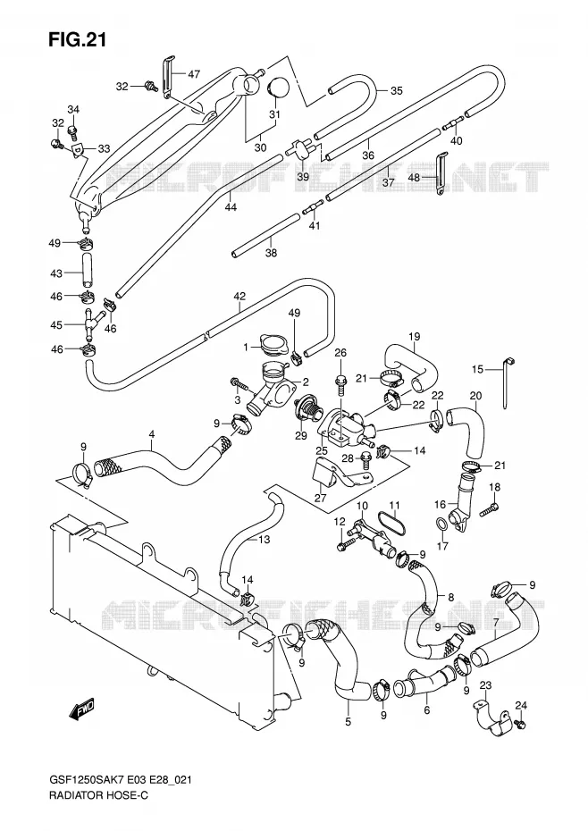 RADIATOR SLANG Suzuki MOTO 1250 BANDIT-S 2009  GSF1250SAK9(E3/E28)