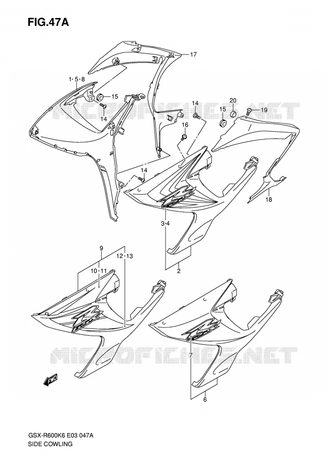 SIDE KUIP (MODEL K7) Suzuki MOTO 600 GSX-R 2006  GSX-R600U2K6(E2)