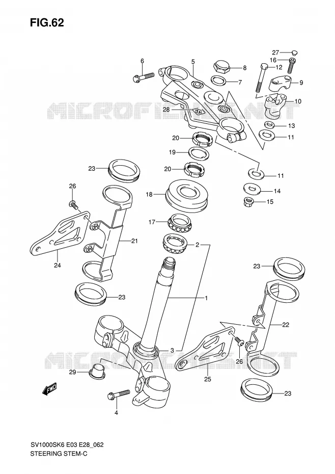 STUURKOLOM (SV1000K6) Suzuki MOTO 1000 SV 2006  SV1000SK6(E3/E28)