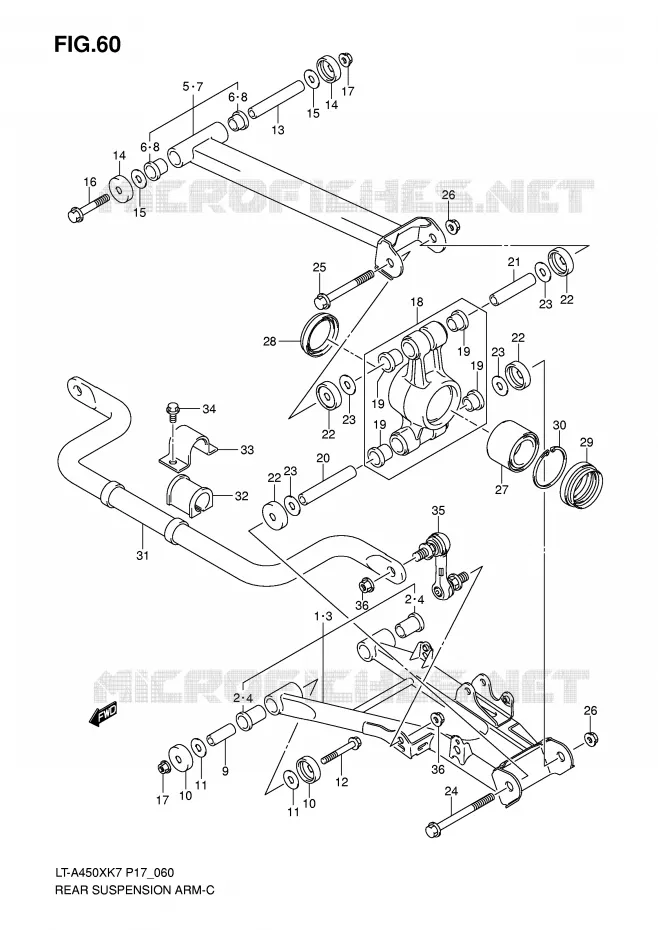 SWINGARM (MODEL K7) Suzuki QUAD 450 KINGQUAD 2008  LT-A450XZK8(P17)