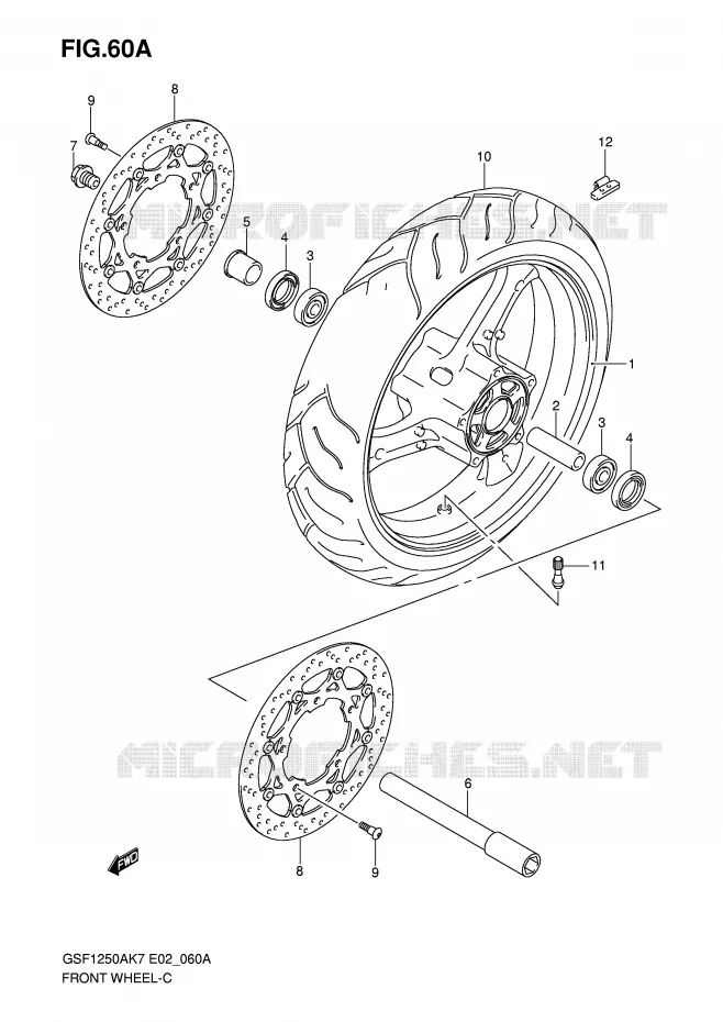 VOORWIEL (GSF1250K7/SK7/K8/SK8/K9/SK9/SL0) Suzuki MOTO 1250 BANDIT-S 2009  GSF1250SK9(E2)