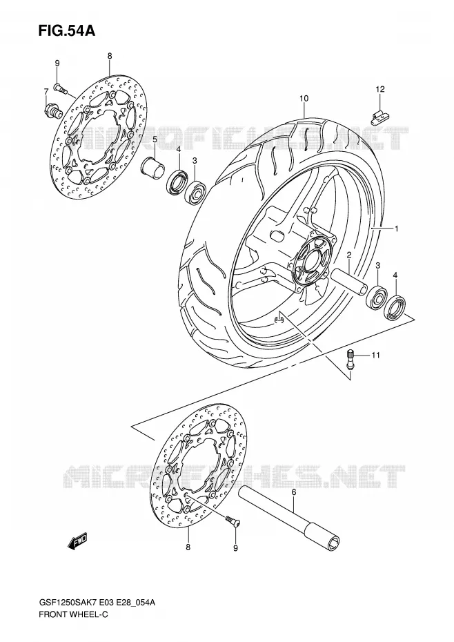 VOORWIEL (GSF1250SK7/SK8/SK9) Suzuki MOTO 1250 BANDIT-S 2009  GSF1250SAK9(E3/E28)
