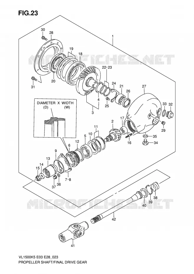 ACHTER AANDRIJFAS Suzuki MOTO 1500 BOULEVARD 2008  VL1500K8(E3/E28)