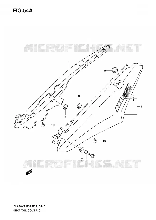 ACHTER KUIP - SEAT COWL (MODEL K8) Suzuki MOTO 650 V-STROM 2009  DL650AK9(E3/E28)