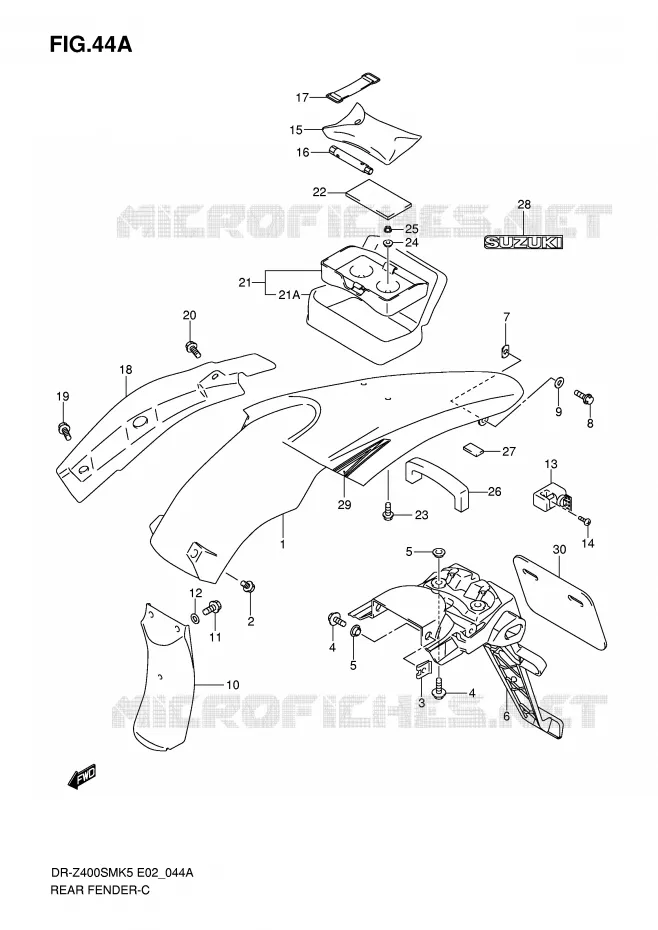 ACHTERSPATBORD (MODEL K7/K8/K9) Suzuki MOTO 400 DR-Z 2005  DR-Z400SMK5(E2)
