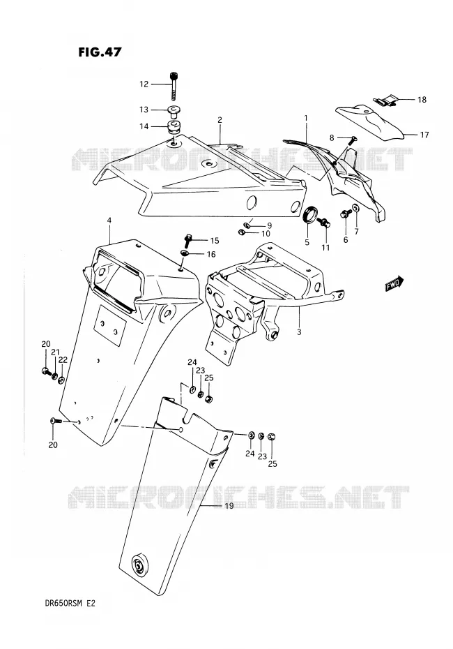 ACHTERSPATBORD Suzuki MOTO 650 DR 1990  DR650RSL(E2)