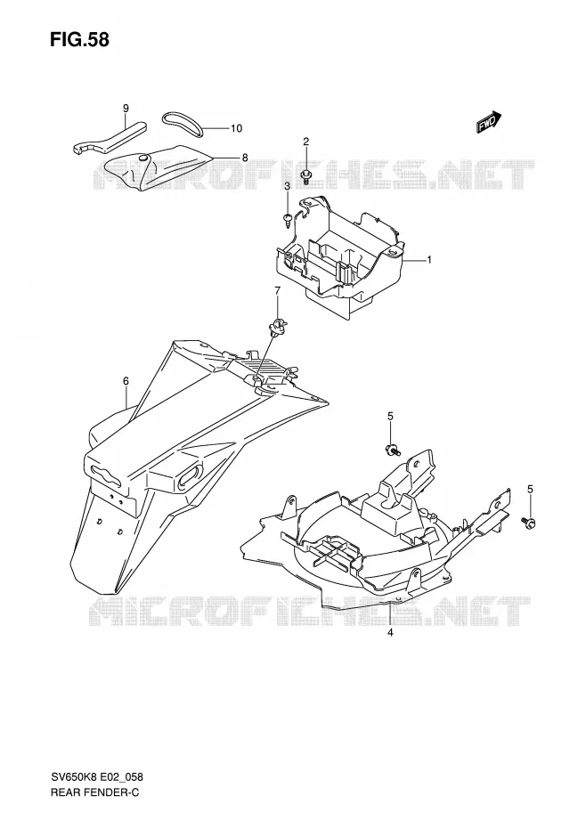 ACHTERSPATBORD (WITH ABS) Suzuki MOTO 650 SV 2008  SV650SUK8(E2)