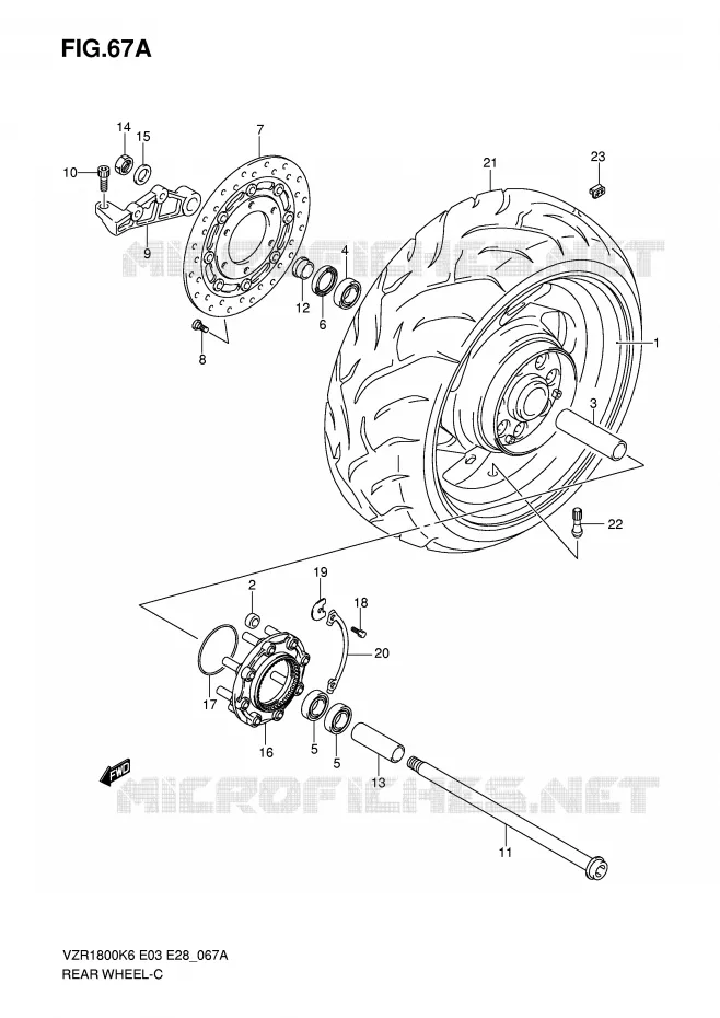 ACHTERWIEL (MODEL K8/K9) Suzuki MOTO 1800 INTRUDER 2008  VZR1800NK8(E3/E28)