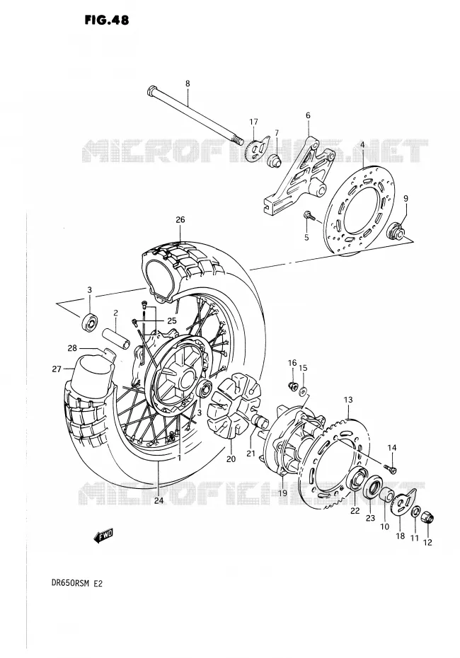 ACHTERWIEL Suzuki MOTO 650 DR 1990  DR650RSUL(E2)