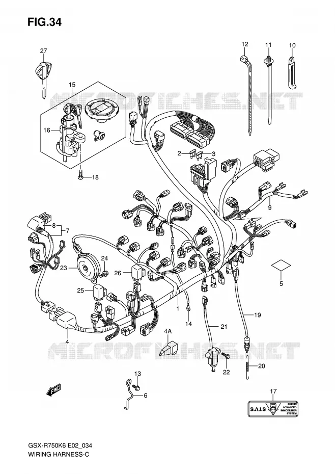 BEDRADING (NOTE) Suzuki MOTO 750 GSX-R 2006  GSX-R750U2K6(E2)