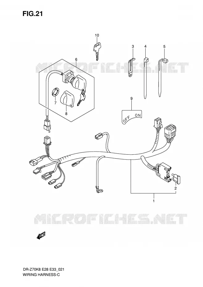 BEDRADING Suzuki MOTO 70 DR-Z 2008  DR-Z70K8(E28/E33)