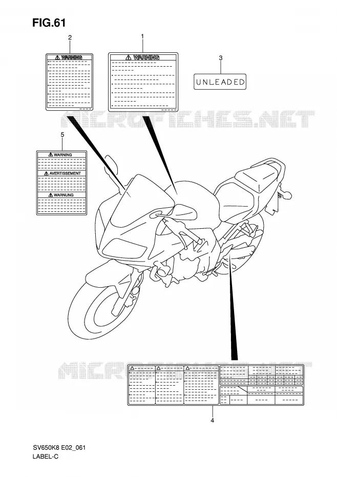 ETIKET (MODEL K8/K9) Suzuki MOTO 650 SV 2008  SV650SUK8(E2)