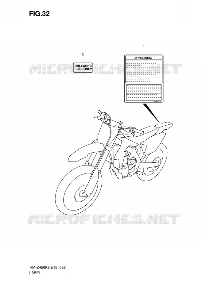ETIKET Suzuki MOTO 450 RM-Z 2012  RM-Z450L1(E19)