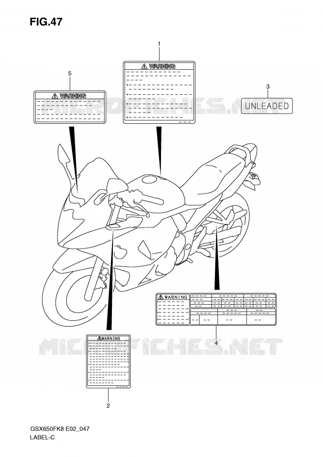 ETIKET Suzuki MOTO 650 GSX-F 2010  GSX650FUL0(E2)