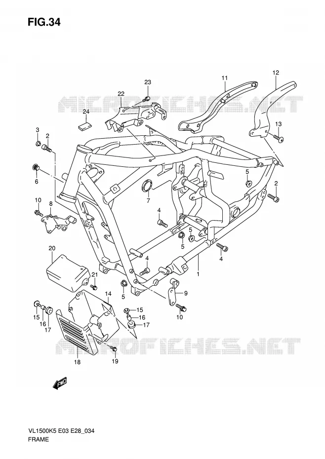 FRAME Suzuki MOTO 1500 BOULEVARD 2005  VL1500TK5(E3/E28)