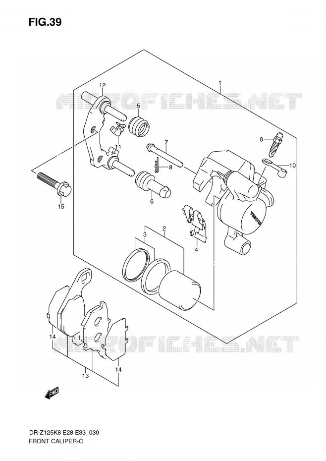 FRONT CALIPER (DR-Z125L) Suzuki MOTO 125 DR-Z 2009  DR-Z125LK9(E28/E33)