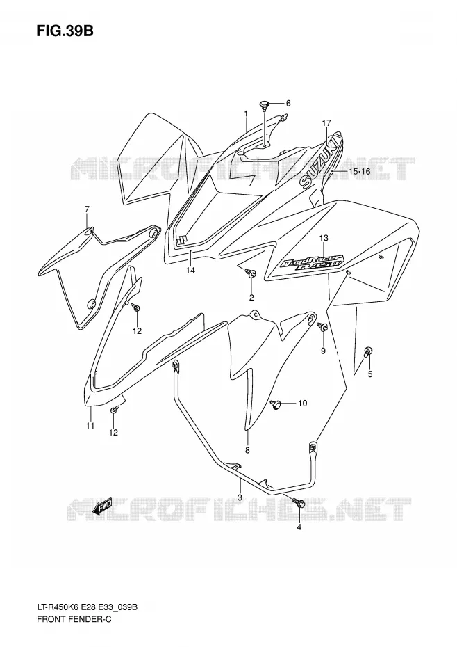 FRONT FENDER (LT-R450K8) Suzuki QUAD 450 QUADRACER 2007  LT-R450K7(E28/E33)