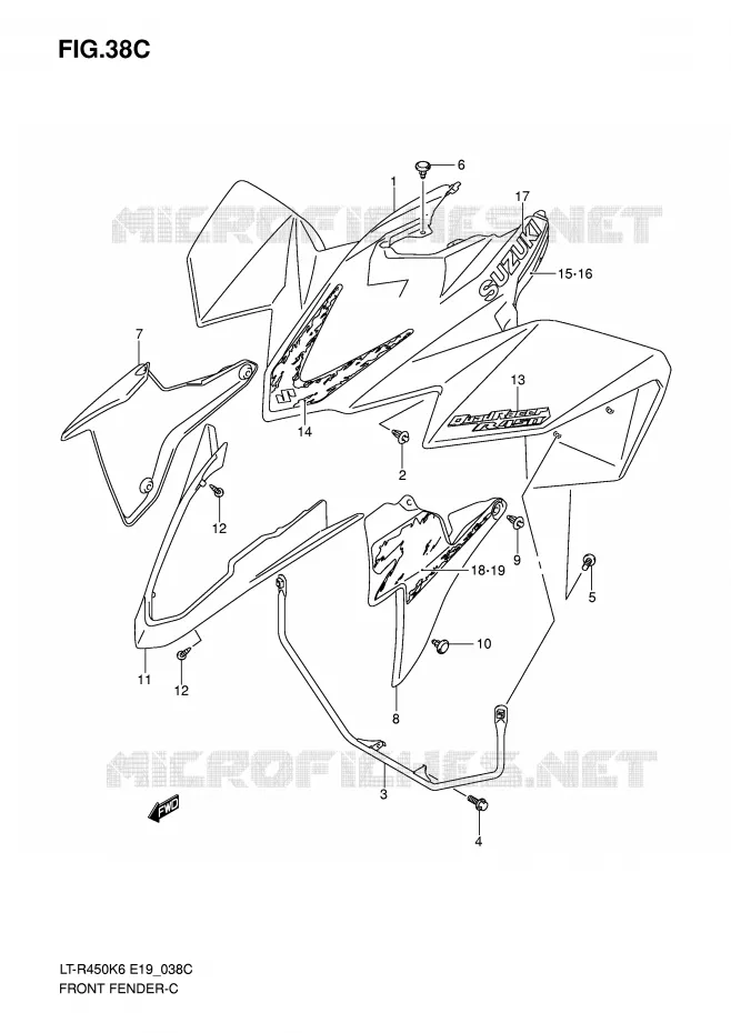 FRONT FENDER (LT-R450ZK8) Suzuki QUAD 450 QUADRACER 2007  LT-R450K7(E19)